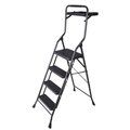 Simple Spaces Folding Step Stool, 6212 in H, 4Step, 250 lb, 518 in D Step, Steel, Black HB4-2H